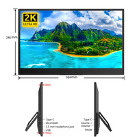 Écran LED portable de 16 pouces, extension externe pour PS5/Switch, ordinateur portable, sous-écran, 2K ultra haute définition, panneau IPS, série professionnelle