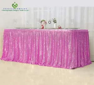 Wholesale quality guarantee gold sequin wedding birthday table cloth skirts ruffled table skirt