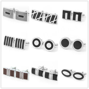 Mancuernillas de Esmalte Negro de Alta Calidad, Redondas, de Lujo Discreto, para Banquetes de Negocios y Camisas de Estilo Francés - Product Image 2