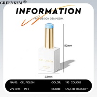 195 couleurs marque privée personnalisée 15ml vernis à ongles Gel Soak Off UV Semi Permanent UV LED Gel vernis à ongles