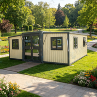 Villa préfabriquée de luxe FLKT avec murs en verre double vitrage Low-E, maison conteneur extensible de 20 pieds, plafonds hauts modernes, chambre modulaire
