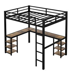 Lit superposé multifonctionnel en fer forgé avec table en dessous, adapté aux petits appartements, cadre de lit en métal à deux niveaux, pour la maison - Product Image 2