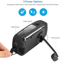 Radio Darurat Portabel Nirkabel CJ2000mAh dengan Pengisian Daya Tenaga Surya, Engkol Tangan, Speaker Terintegrasi, Senter LED, Pengisi Daya Telepon NOAA, dan FM