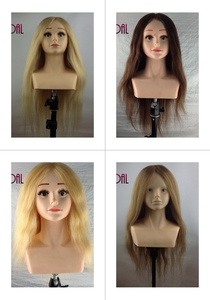 Attrezzature per Salone LINDAL, Testa di Manichino per Formazione Barbiere con Capelli Naturali, Testa per Allenamento Acconciature Senza Trucco con Spalle - Product Image 4