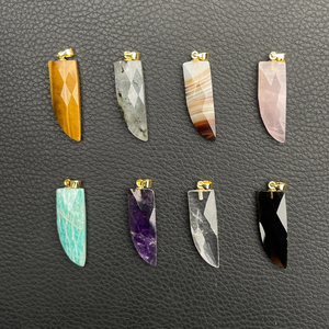 Amazonite kalung liontin lapis emas, perhiasan kalung penyembuhan biru kristal Bezel - Product Image 3