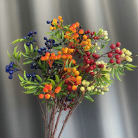 5-takkige kunstmatige plastic fruitboom met rode vruchten, bloemstuk 88 cm, kerstdecoratie voor thuis