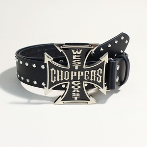 <span class=keywords><strong>Ceinture</strong></span> en cuir PU à rivets punk pour femmes et hommes, style vintage West Coast Choppers, <span class=keywords><strong>boucle</strong></span> en métal croix de fer, <span class=keywords><strong>ceinture</strong></span> gothique rock streetwear - Product Image 3