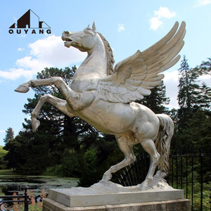 Décoration extérieure carrée de villa personnalisée Grandes statues de fontaine d'animaux en métal Statue de cheval volant en bronze et laiton - Product Image 2