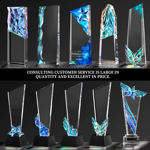 HBL Rainbow Diamond <span class=keywords><strong>Eagle</strong></span> Wing <span class=keywords><strong>Crystal</strong></span> Glass Trofeo Placa Premio Con Base Regalos De Recuerdo - Product Image 2