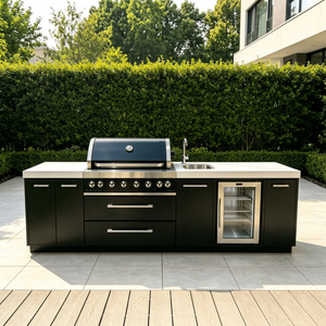 Set di <span class=keywords><strong>Mobili</strong></span> da <span class=keywords><strong>Cucina</strong></span> da Esterno Moderni in Acciaio <span class=keywords><strong>Inox</strong></span> 304 con Isola BBQ e Griglia, Arredamento Modulare per <span class=keywords><strong>Cucina</strong></span> da Giardino - Product Image 1