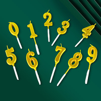 Bougies à numéro 0-9 créatives dorées pour gâteau d'anniversaire Emballage de fête à la cire de paraffine pour les fêtes et les célébrations