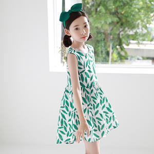 Nouveaux produits : Robe d'été moulante sans manches pour enfants, modèle magnifique, vert et blanc, en coton, pour filles, import direct de Chine. - Product Image 3