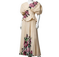 Gaun Kasual Panjang Model Elegan Prancis untuk Wanita, Motif Bunga Mawar Cetak Floral High-End Musim Panas 2026