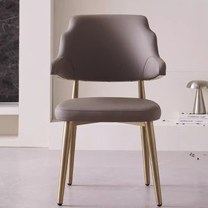 Lumière italienne atmosphère de luxe dossier durable accoudoir creux cuir acier inoxydable maison hôtel café <span class=keywords><strong>salle</strong></span> <span class=keywords><strong>à</strong></span> <span class=keywords><strong>manger</strong></span> chaise - Product Image 4