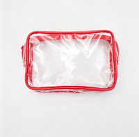 Pochette cosmétique transparente en PVC imprimée ours de dessin animé Saint-Valentin, motif cœur, fermeture éclair, sac de rangement de voyage pour femmes