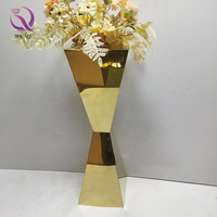 Nouvelle Table À Dessert En Acier Inoxydable Taille Mince Diamant Fleur Stand Vase Décoration De Table De Mariage Brillant Or Fleur Stand