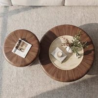 Table basse minimaliste moderne en travertin, style mid-century, ensemble de tables d'appoint en bois pour le salon