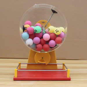 เครื่องเขย่าลูกบอลสองสี 50 ลูก สำหรับเทเบิลเทนนิส แบบใช้มือ พร้อมเอฟเฟกต์แสงระยิบระยับ ทำจากไม้ ใช้เป็นเครื่องเขย่าลูกบิงโกแบบตั้งโต๊ะ - Product Image 1