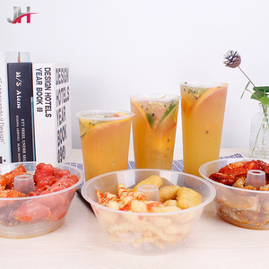 Bicchiere in <span class=keywords><strong>Plastica</strong></span> Trasparente per Asporto con <span class=keywords><strong>Vassoio</strong></span> Superiore per Snack, Dessert e Frutta, 2 in 1 Porta Bevande e Snack - Product Image 3