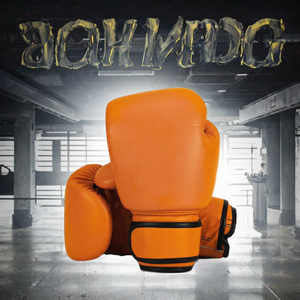 Gants de boxe en cuir orange 10 oz avec fermeture Velcro, équipement d'entraînement pour adultes - Product Image 4