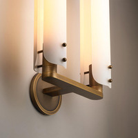 Applique murale décorative moderne pour hôtel, en laiton et alabâtre, avec éclairage LED de luxe, pour salle de bain