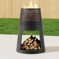 Brasero en fer durable, conique et perforé, à base ouverte, pour terrasse extérieure et jardin, idéal pour brûler du bois