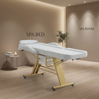 Lit de spa professionnel en cuir PU de luxe, réglable manuellement, pour salon de beauté, avec accoudoirs amovibles