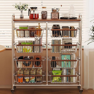 Étagère <span class=keywords><strong>de</strong></span> rangement multifonctionnelle à 5 niveaux en acier antique, panier amovible pour fruits et légumes, pour cuisine, salle <span class=keywords><strong>de</strong></span> bain, salon - Product Image 1
