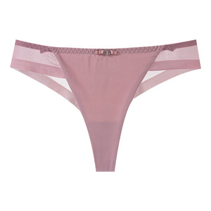 Culottes sexy sans couture pour femmes, en soie glacée, fines, avec ceinture fine, string, tangas femme, T-back 0800 - Product Image 5