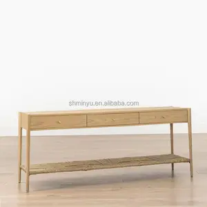 Furniture living room classical forms customization luxury white oak wooden Console table