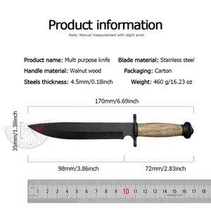 Cuchillo Multifuncional de Acero Inoxidable Modelo Kiziliar Y8 LS006, Mango de Madera de Nogal, Alta Calidad, Personalizable, OEM, DIY, 170 mm, 4.5 mm - Product Image 6