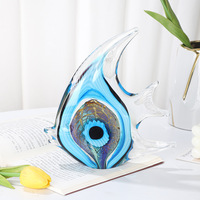 Ornement en verre coloré de style Murano fait main, en forme de poisson-lune et de poisson-ange, pour décoration de table sur le thème de l'océan, cadeau de collection