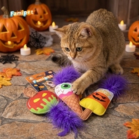 Jouet pour chaton en peluche douce et froissée, personnalisé par le fabricant Famipet, nouveau design sur le thème d'Halloween, avec herbe à chat