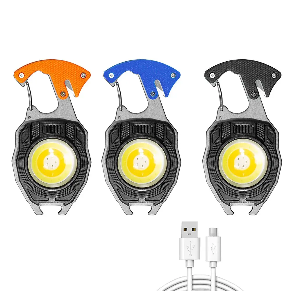 Mini Herramienta compacta portátil para exteriores, llavero de luz con silbato de arranque de fuego, linterna LED impermeable IPX5 para acampar