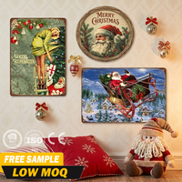 Dekorasi Dinding Tidak Luntur Hadiah Festival Selamat Natal Pelat Logam Berkualitas Tinggi Kerajinan Timah Santa Claus Koleksi Poster Seni