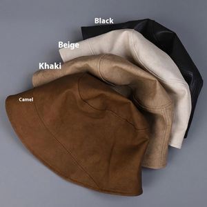 2025 New Arrival Autumn PU Leather Fisherman <b>Hat</b> Simple Fashion Trendy Solid Color Casual Bucket <b>Hat</b> - Product Image 2