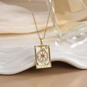 Zooying สร้อยคอฟริตเลียนจี้รูปไพ่ทาโรต์ชุบทองแดงแนววินเทจสีทองแท้ - Product Image 6