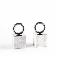 Porte-livres en argent avec design Art Déco, en acier inoxydable et marbre, pour les anniversaires