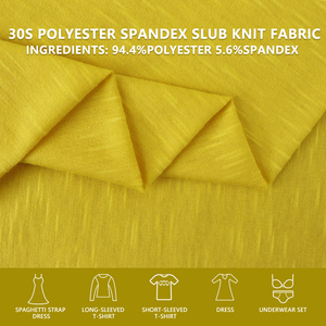 30S Polyester Spandex Slub Knit Fabric 168cm Width 180gsm Stretch Textured For T Shirts Casual Apparel - Product Image 1