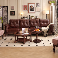 Classic-Style Iconic-Sofa-Piece Timber-Core-Structure Chocolate Leather Sofa for Living Room Fitting-Dimensions for Living Rooms