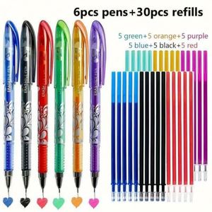 Stylo bille effaçable pour étudiant, encre multicolore 0,5 mm, rechargeable, ensemble de papeterie scolaire et de bureau avec corps en plastique personnalisable - Product Image 5