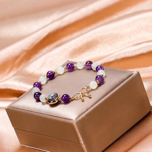 Bijoux en pierre naturelle nœud papillon charme améthyste opale oeil de chat Bracelet perlé ST341 - Product Image 3