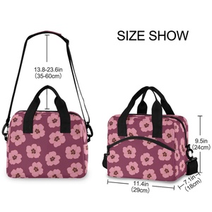 Hawaiian Pink Hau Flower Food Warm Eco-Friendly Insulated Lunch Bag Custom Print Women Insulated Lunch Bags With Aluminum Film - Product Image 3