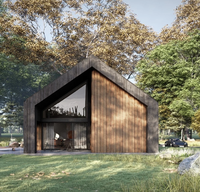 Maison en acier léger en forme de A, villa préfabriquée nordique, cabane de villégiature forestière, fenêtre triangulaire