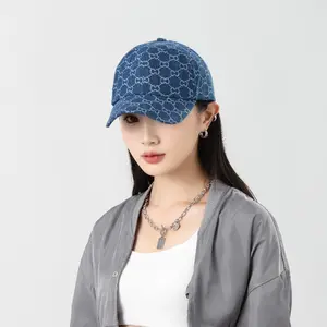 Four Seasons Casual Fashion Designer Denim Blue Sun Hat Women's Face Looking Small Washed Cotton Baseball Cap