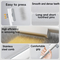 Brosse de toilettage pour animaux de compagnie Petop Factory Huisdier Kam, auto-nettoyante, rétractable à une pression, en acier inoxydable, pour l'élimination des poils de chien et de chat