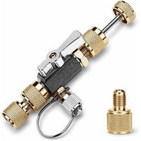 Outil de dépose de valve pneumatique CVC, en laiton, double port 1/4'', pour installation, compatible vide (20 microns), pour réparation de climatisation R22 R410A R134A