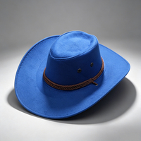 Sombrero Fedora Vaquero Occidental Personalizado Unisex de Tela de Gamuza con Ala Ancha, Protección Solar, Gorra Clásica para Montar a Caballo con Tres Cuerdas