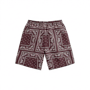 Pantalones Cortos Casuales para Hombre con Estampado Paisley, Cintura Elástica, 100% Poliéster Satinado, Transpirables, de Longitud Media - Product Image 1