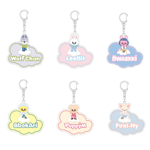 Porte-clés en acrylique personnalisé avec impression UV, transparent, double face, pendentif mignon pour fille, design de dessin animé tendance - Product Image 1